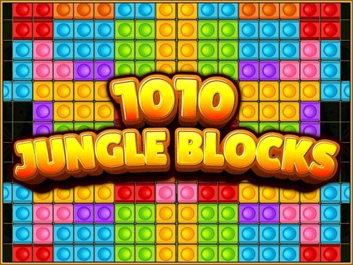 Colorful blocks stacking in a vibrant jungle setting