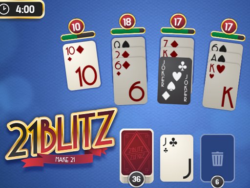 Exciting gameplay of 21 Blitz with colorful cards and vibrant graphics