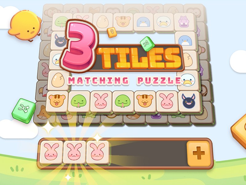 Colorful tiles scattered on a game board in 3 Tiles