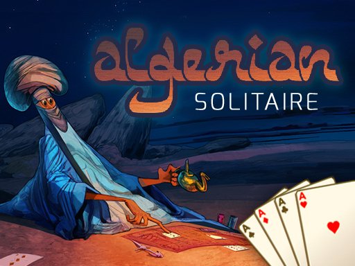 Screenshot of Algerian Solitaire showing colorful cards in play