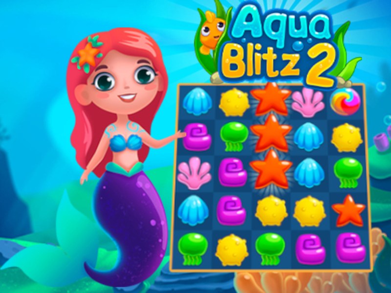 Aqua Blitz 2 — colorful underwater scene with bubbles and pearls