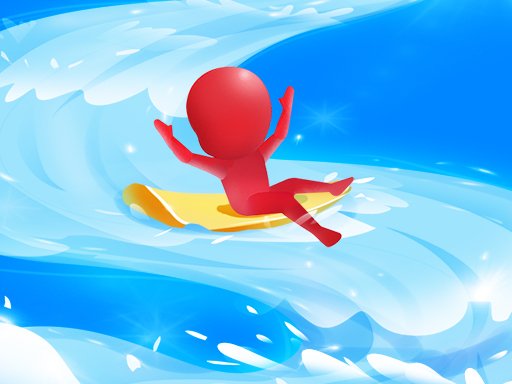 Exciting scene from Aquapark Surfer Race with colorful water slides