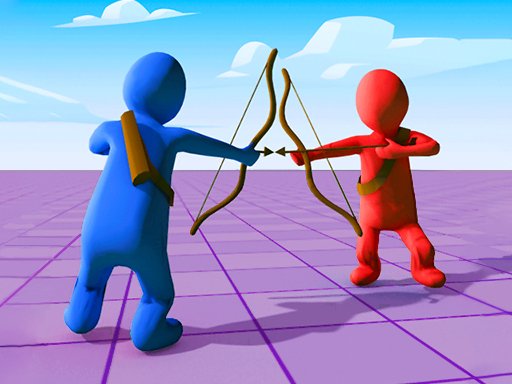 Colorful battle scene in Archers.io with archers and arrows flying