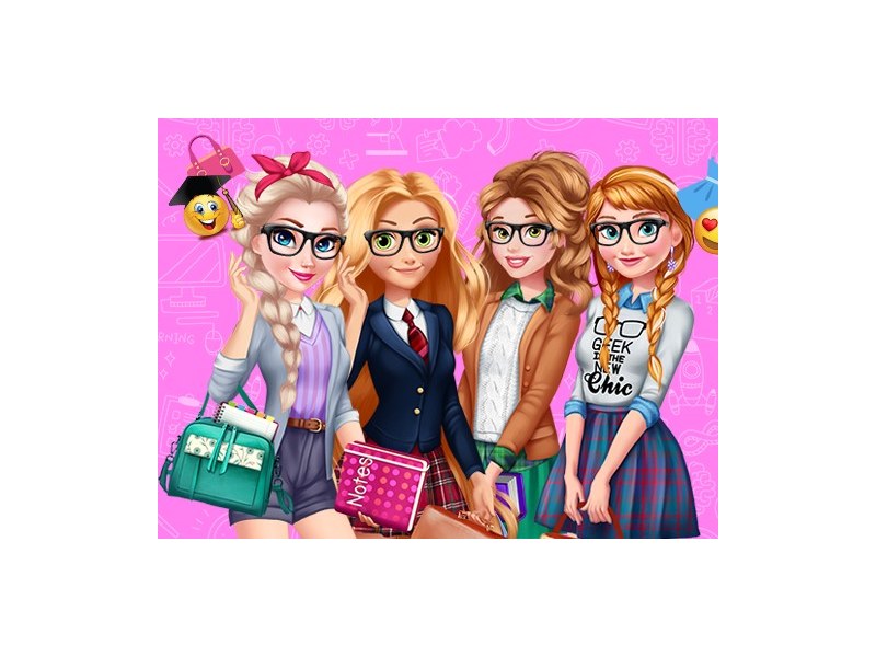 Colorful scene of kids styling outfits and accessories for school