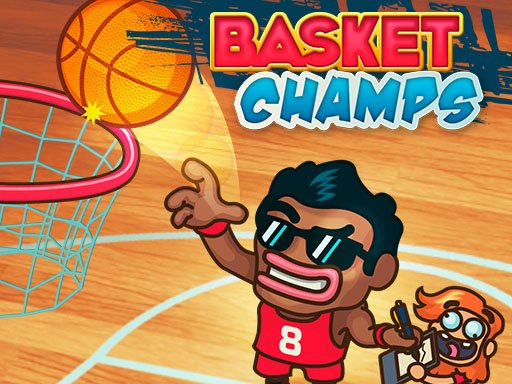 Exciting scene from Basket Champs with players shooting hoops