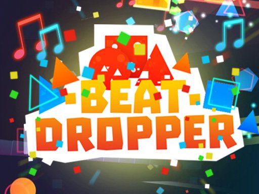Exciting scene from Beat Dropper with colorful shapes and music notes