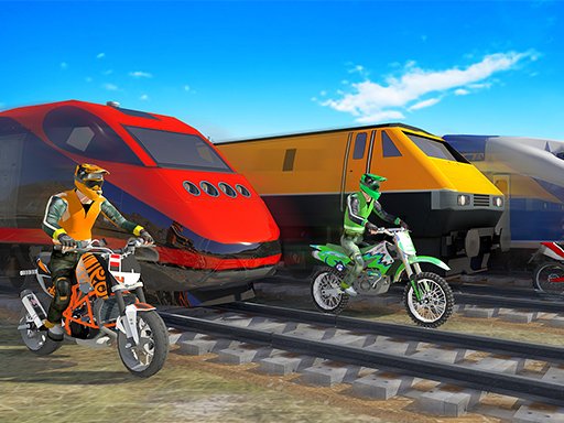 Exciting race between a bike and a train in action