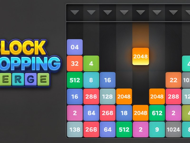 Block Dropping Merge - colorful blocks merging into larger numbers