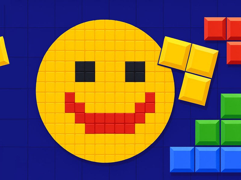 Colorful blocks revealing hidden pixel art in Block Pixels