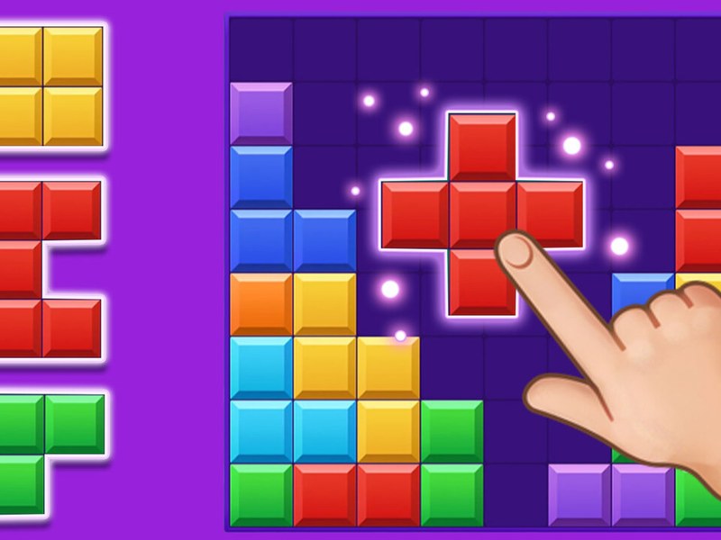 Colorful blocks exploding in BlockBuster Puzzle game