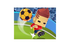 Exciting gameplay of Blocky Kick with colorful blocky defenders