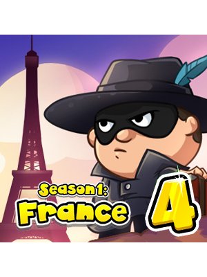 Bob sneaks through a colorful Parisian building, dodging guards