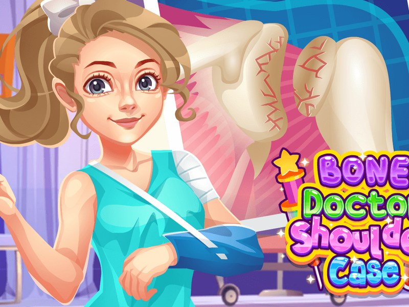 A cheerful scene of a doctor treating a cheerleader's shoulder injury