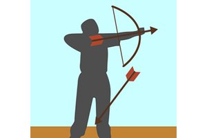 Exciting scene of Bowman game with archers aiming at targets