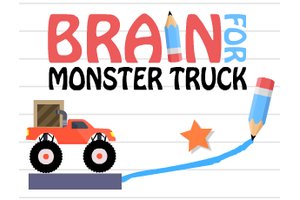 Exciting scene of a colorful monster truck solving puzzles