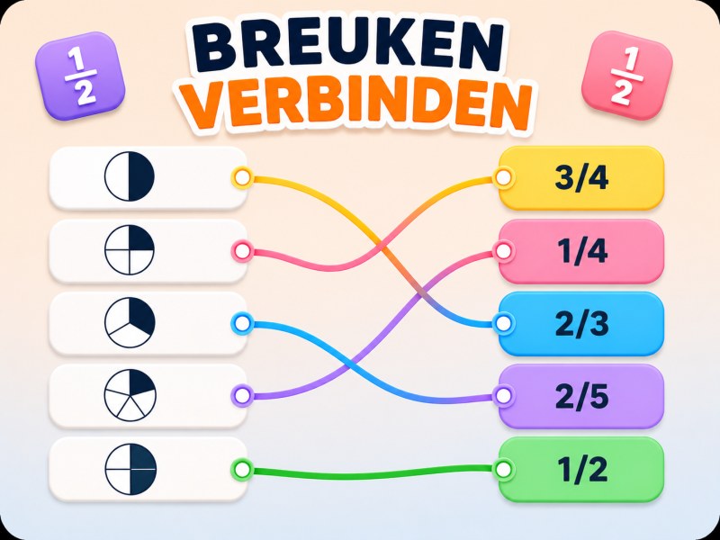 Colorful screenshot of Fraction Match showing fractions and images