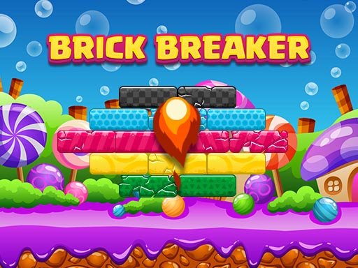 Colorful scene of Brick Breaker game with bouncing ball and bricks