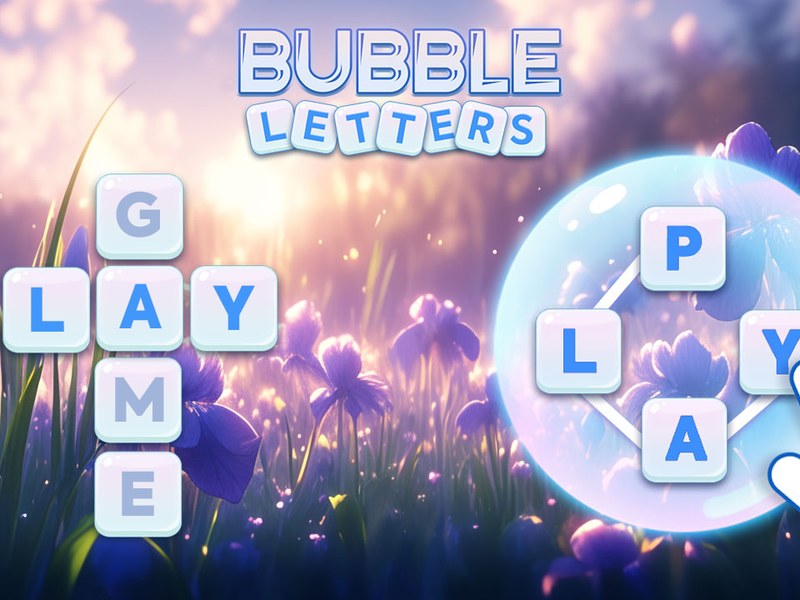 Colorful scene of Bubble Letters gameplay with vibrant letters and flowers