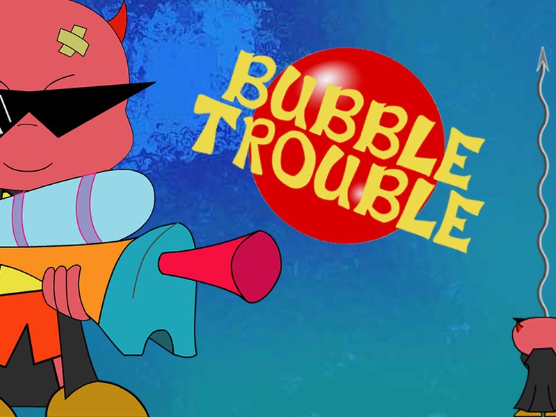 Exciting gameplay of Bubble Trouble with colorful bubbles and players