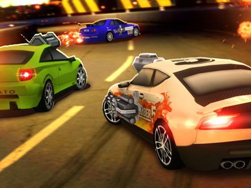 Exciting racing scene with cars speeding and shooting in Burnin Rubber 5 XS