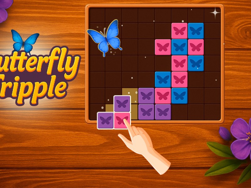 Colorful scene from Butterfly Triple with cute butterflies flying