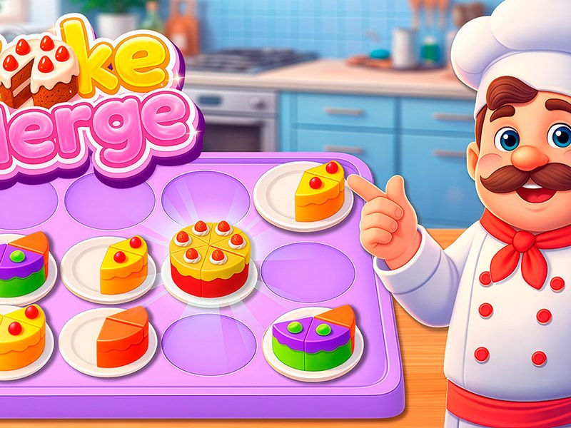 Colorful slices of cake merging together in a fun puzzle game
