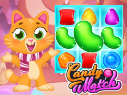 Colorful scene of Candy Match with candies and Ginger the guide