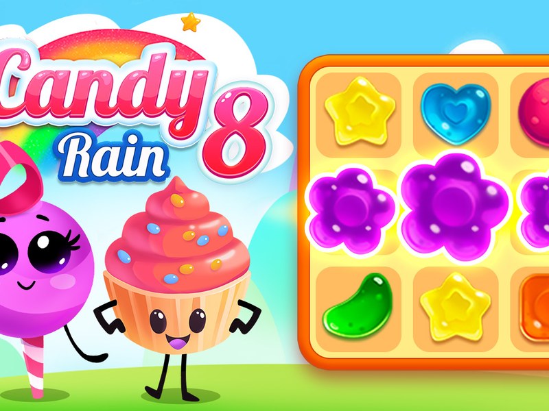 Colorful candies and sweet treats in Candy Rain 8 gameplay