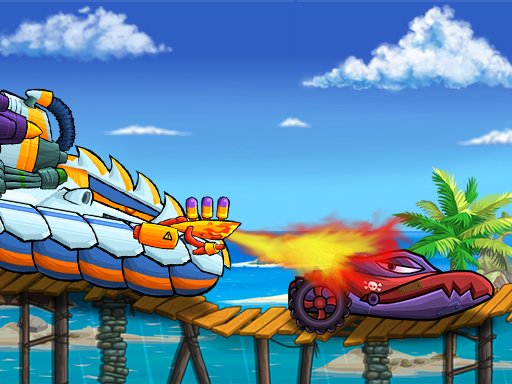 Exciting scene from Car Eats Car: Sea Adventure with colorful cars racing