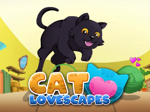 Screenshot of Cat Lovescapes featuring a playful black cat