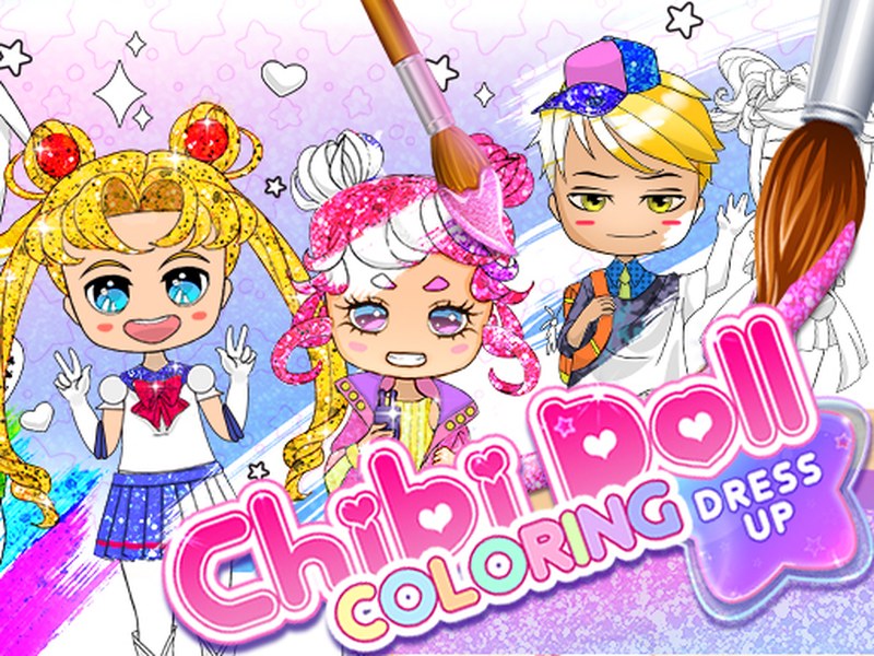 Colorful scene of kids designing anime dolls with vibrant outfits