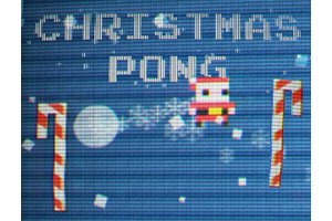 Exciting game scene of Christmas Pong with festive decorations
