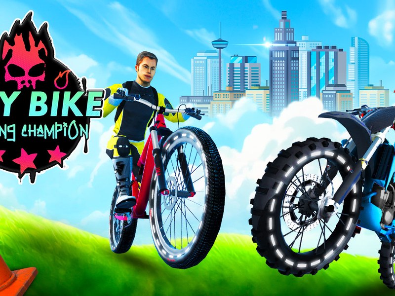 Exciting race scene in City Bike Racing Champion with colorful bikes and riders
