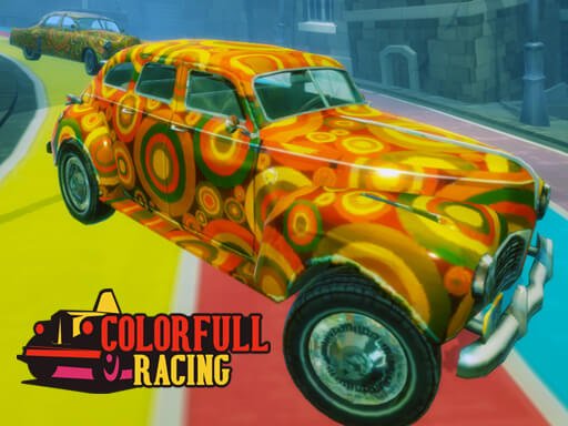 Exciting race scene in Colorful Racing with vibrant cars speeding