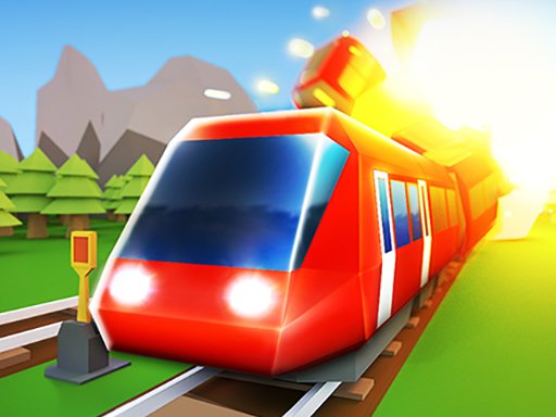 Exciting scene from Conduct THIS! with colorful trains racing on tracks