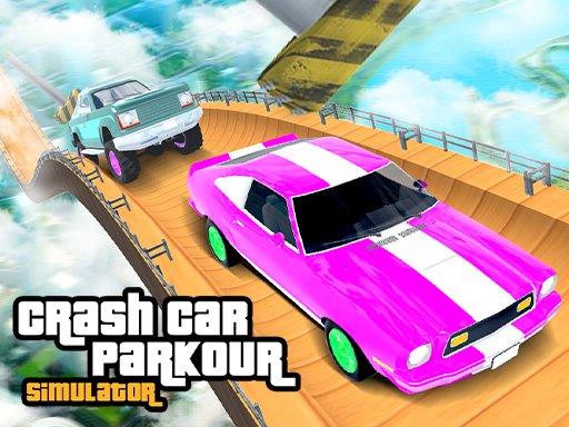 Exciting scene from Crash Car Parkour Simulator with cars dodging obstacles