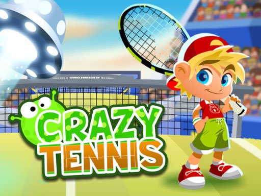 Action-packed scene of colorful cartoon tennis characters