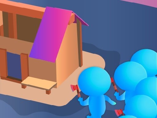 Crowd Lumberjack — vibrant scene of players chopping trees on an island