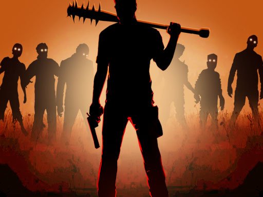 Exciting scene of zombies chasing a runner on a dark road