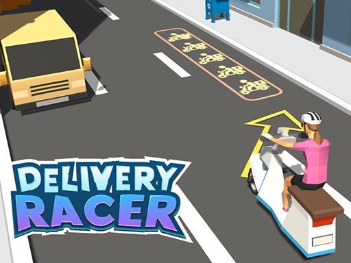 Exciting scene from Delivery Racer with colorful cars racing through busy streets