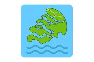 Screenshot of Deltaworks of the Netherlands Geography game with maps and landmarks