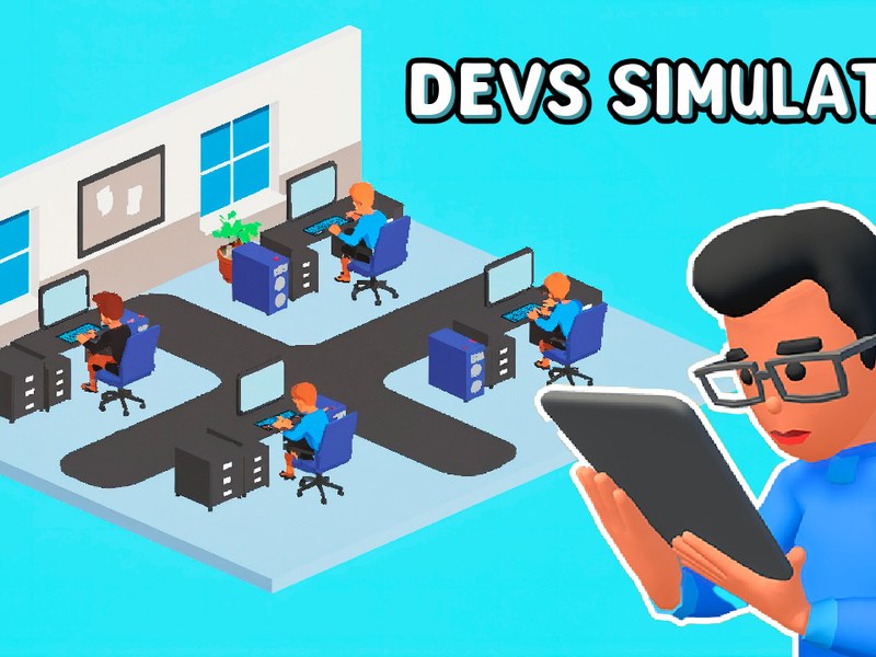 Devs Simulator — vibrant screenshot of players managing their tech company