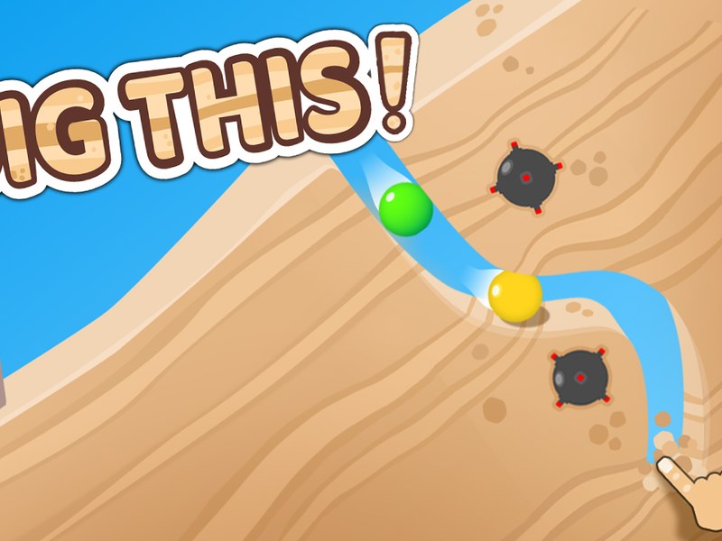 Exciting scene from Dig This with colorful sand and puzzles