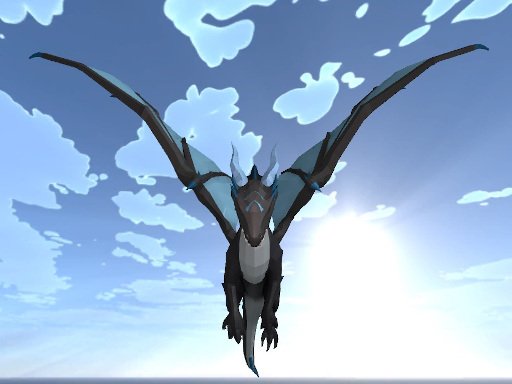 Exciting scene of a dragon soaring through the clouds