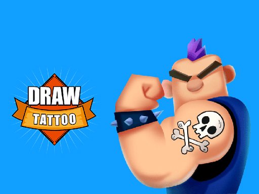 Screenshot of Draw Tattoo game showing colorful tattoo designs being created