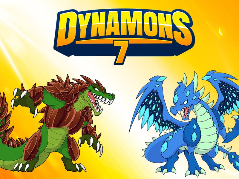 Dynamons 7 — vibrant scene of monsters battling in a colorful world