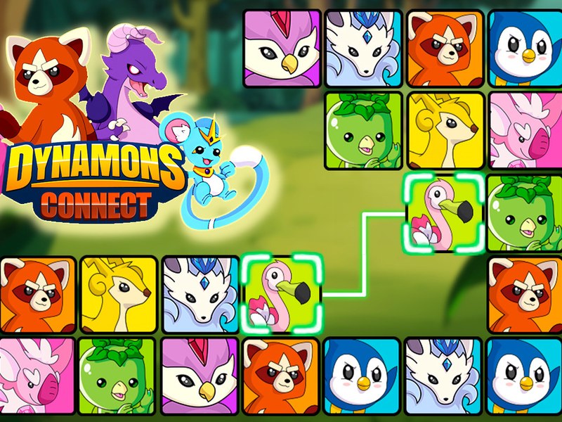 Colorful characters in Dynamons Connect matching tiles