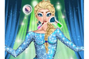 Screenshot of Elsa Makeover game with colorful makeup and outfits