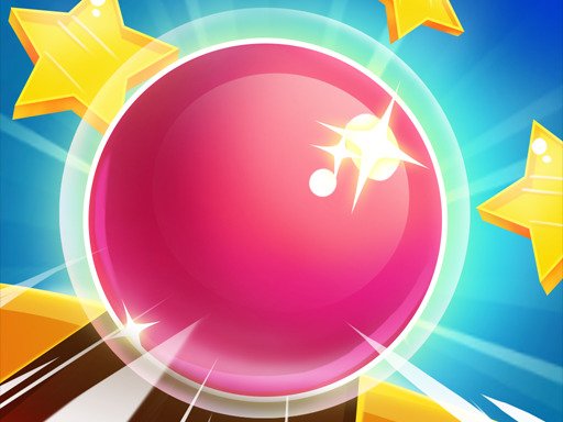Exciting scene of a colorful ball bouncing between platforms