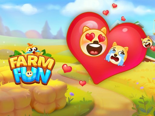 Colorful screenshot of Farm Fun puzzle game on a vibrant farm